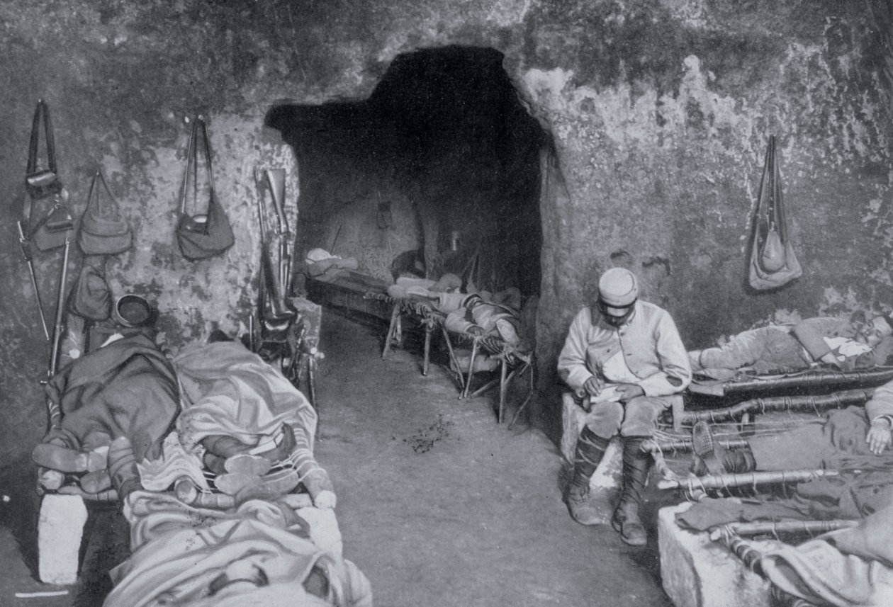 Living Quarters in a French Cave, World War I by Unbekannt