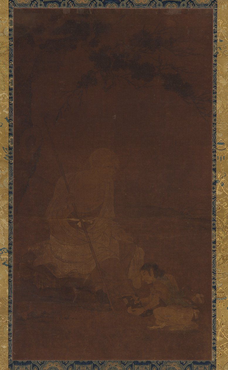 Lohan Seated, an Attendant Kneeling Before Him, Yuan or Ming Dynasty, 1279-1644 by Unbekannt