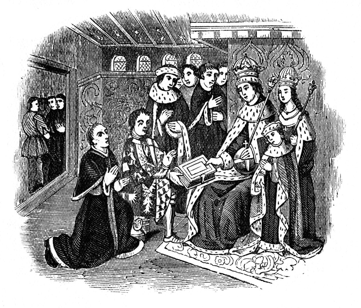 Lord Rivers and Caxton before Edward IV by Unbekannt