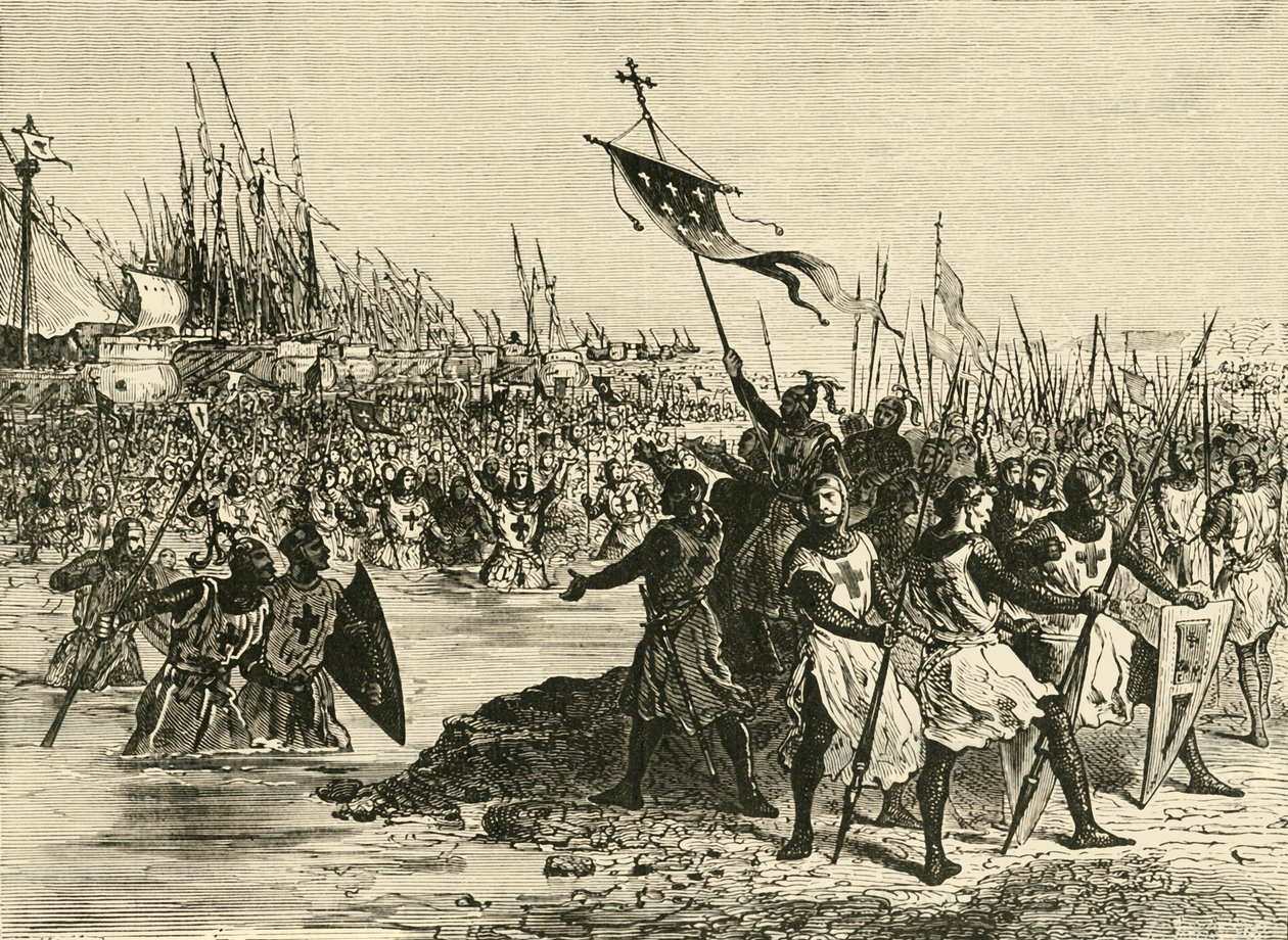 Louis IX. Landing in Egypt, 1249, 1890 by Unbekannt