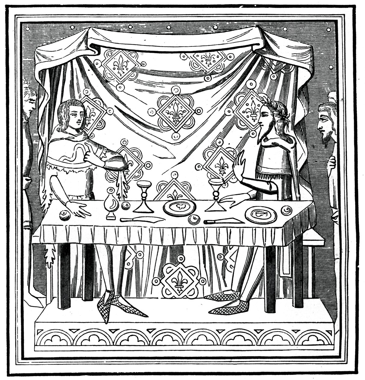 Louis of Taranto instituting the Order of the Holy Ghost, 14th century, 1870 by Unbekannt
