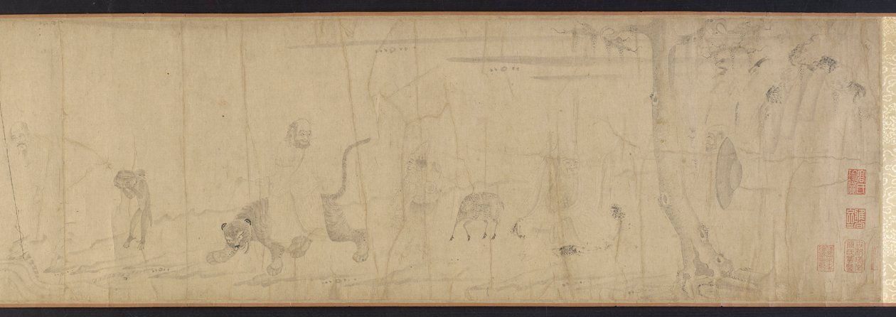 Luohans and Animals Crossing the Sea by Unbekannt