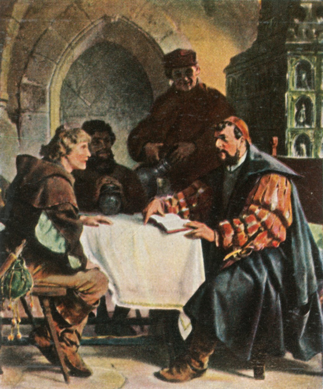 Luther as Junker Jörg in the Jena Inn with Swiss students, 1522, 1936.  by Unbekannt