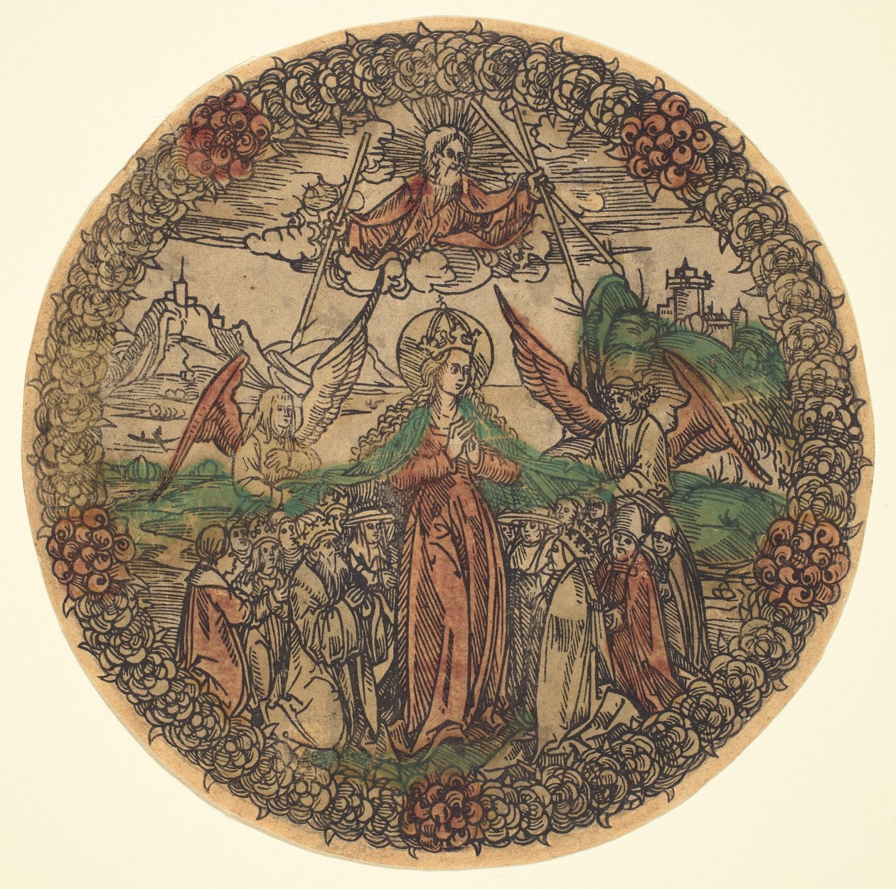 Madonna in a Wreath of Roses by Unbekannt