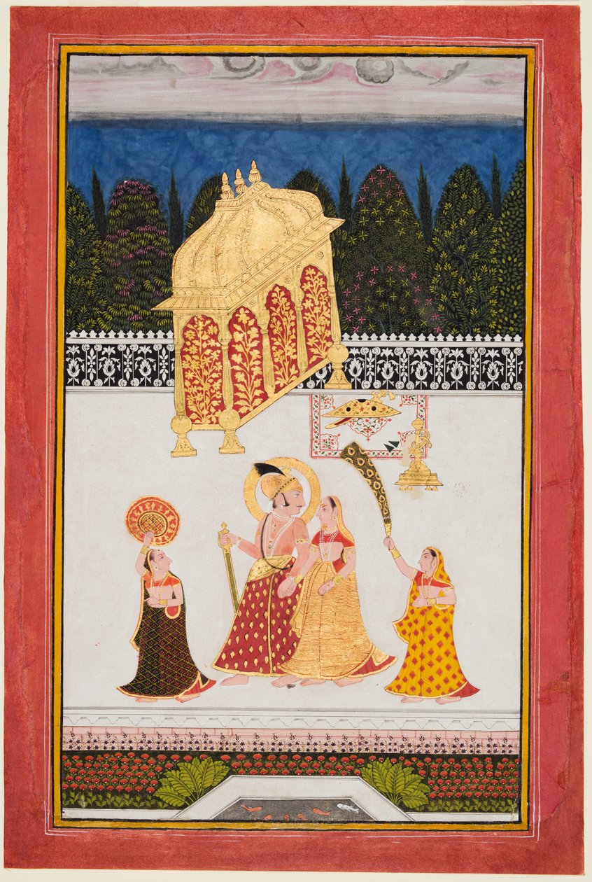 Maharana Ari Singh and his consort on a terrace, c. 1761-73 by Unbekannt