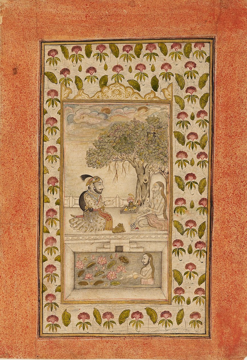 Maharana Sangram Singh II visiting a yogi, 1710-1715 by Unbekannt