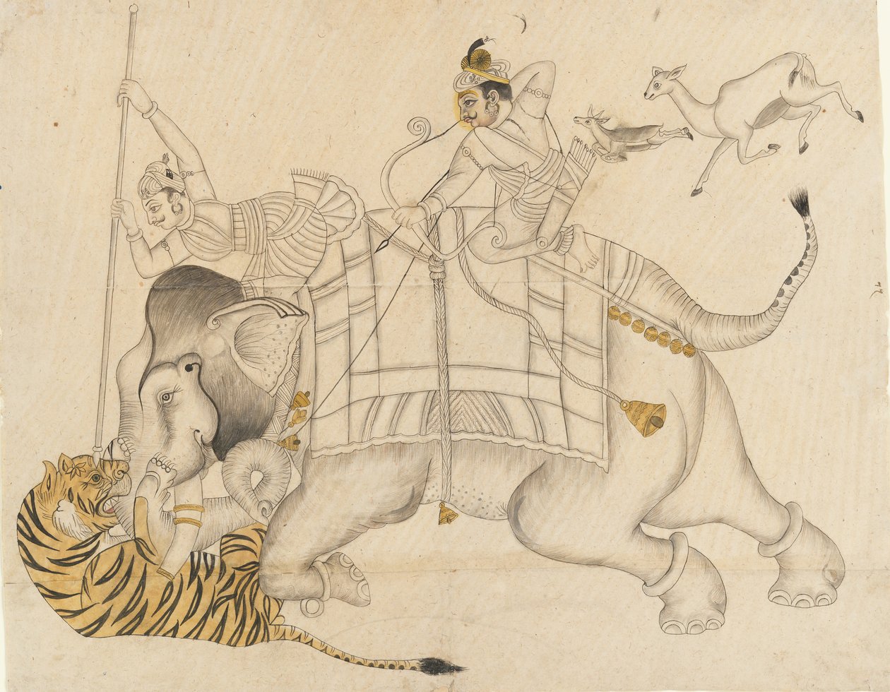 Maharao Shatru Sal II Hunting a Tiger by Unbekannt