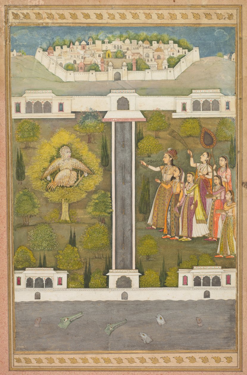 Mahliqa, Daughter of the Emperor of China, Pointing at the Bird-Man Khwaja Mubarak by Unbekannt