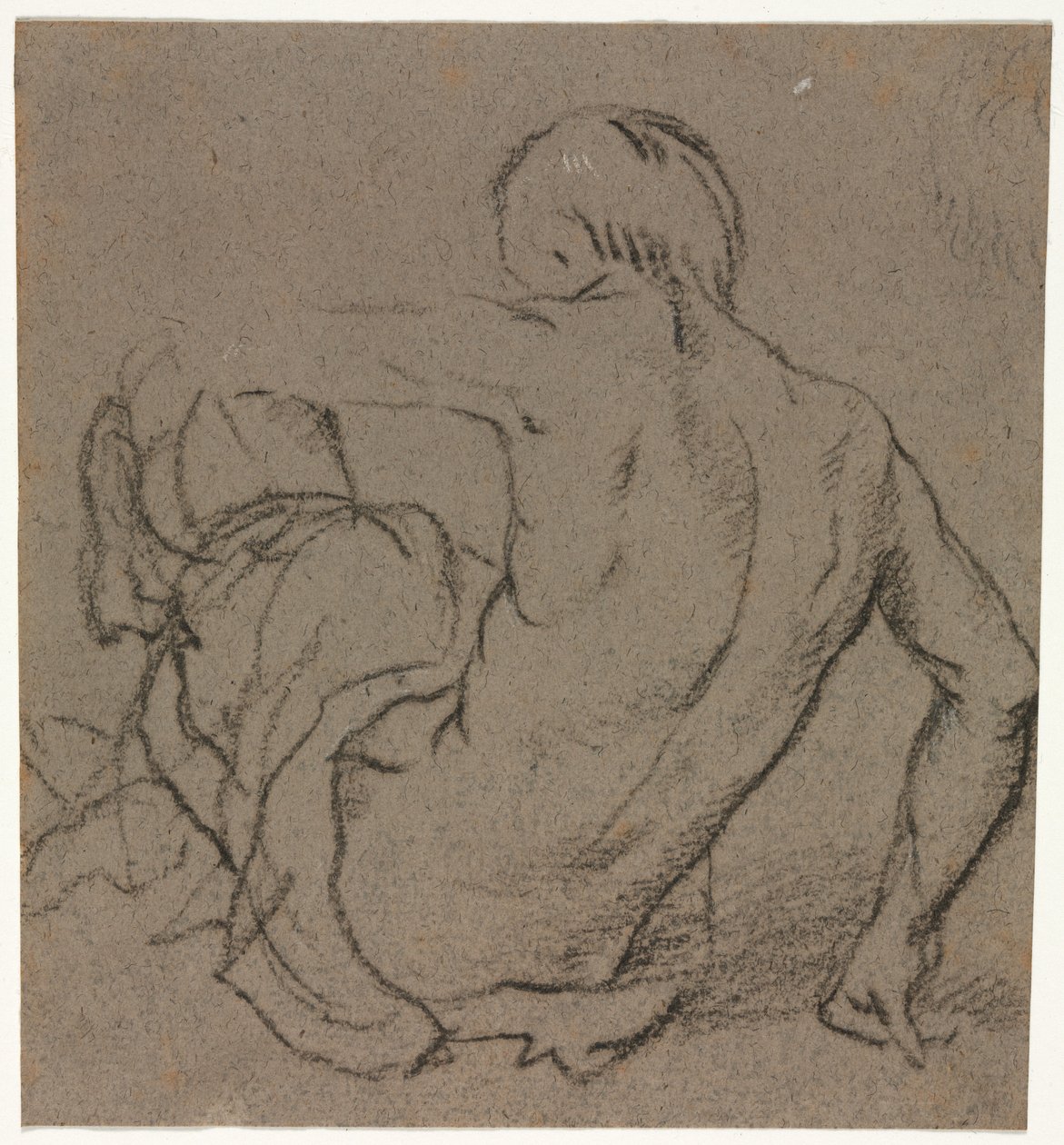 Man Seated on the Ground, Seen from Behind (recto), 1500s by Unbekannt
