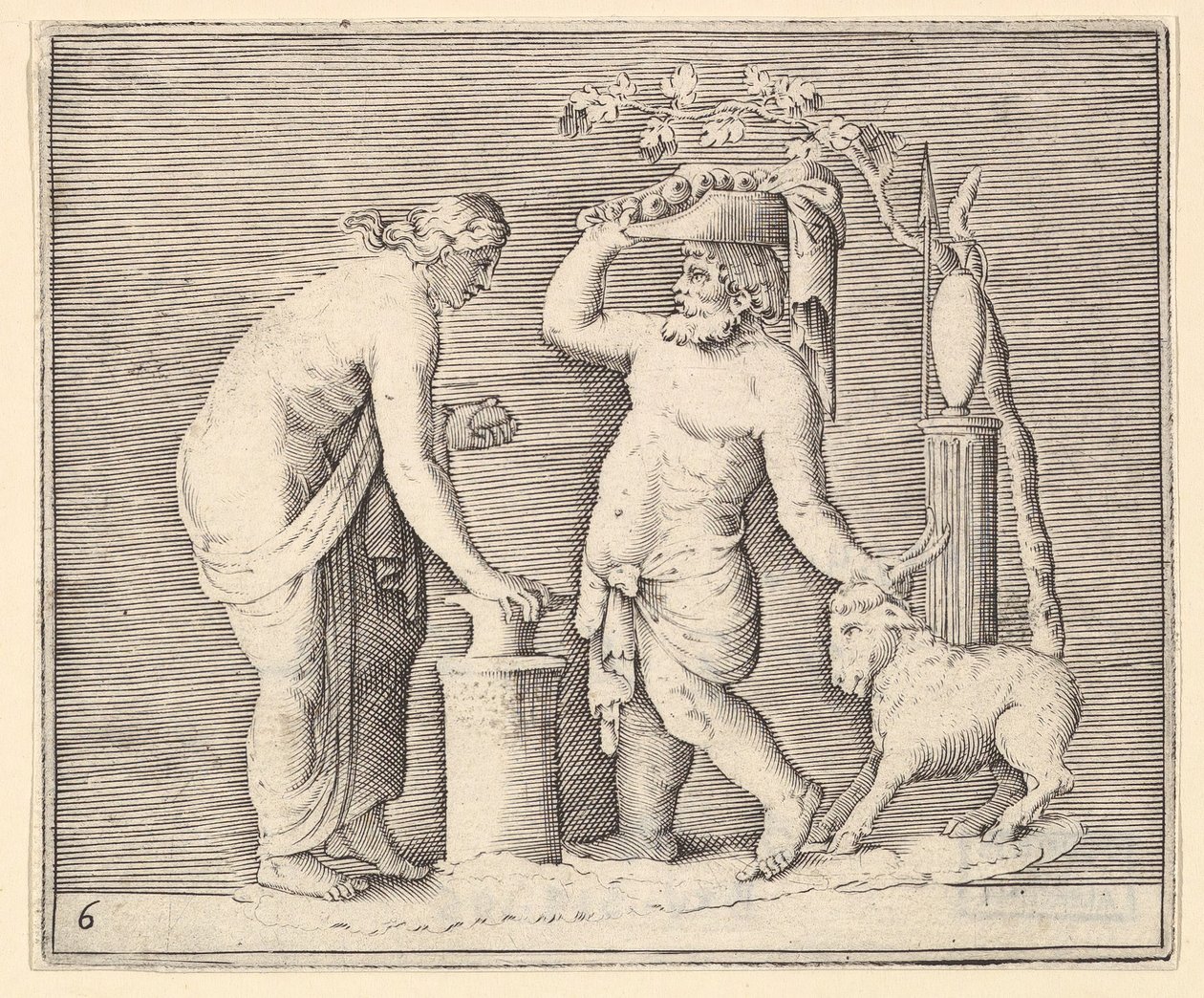 Man and Woman Sacrificing a Goat by Unbekannt