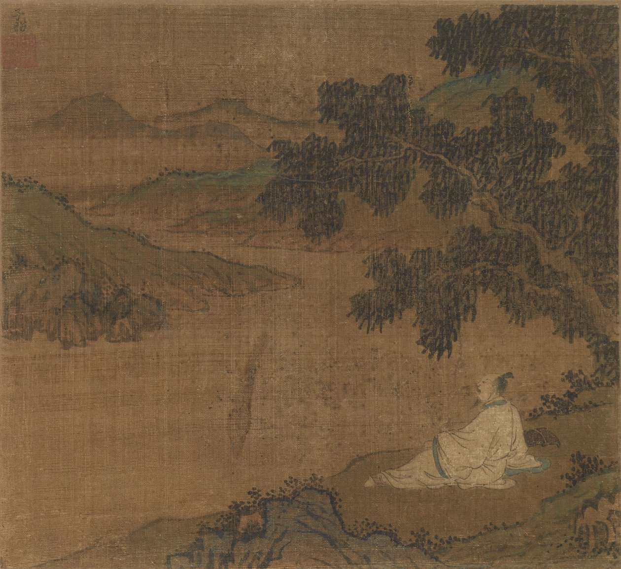 Man on a Hillside under a Tree Overlooking a River, Ming Dynasty by Unbekannt