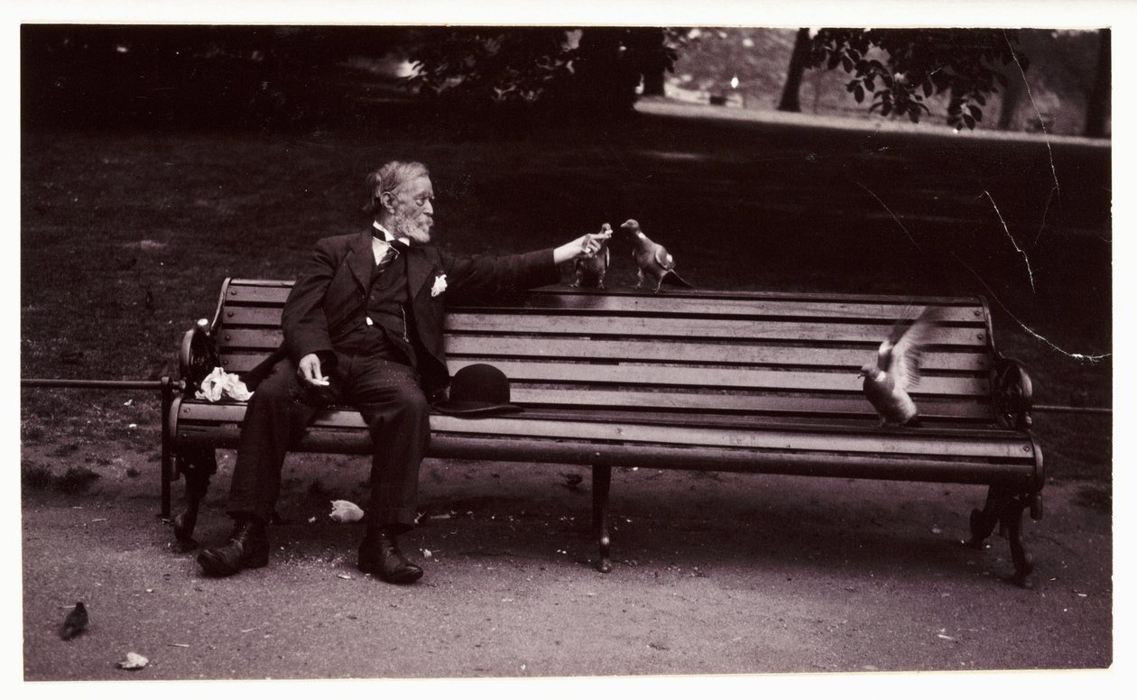 Man on a park bench, c 1920 by Unbekannt