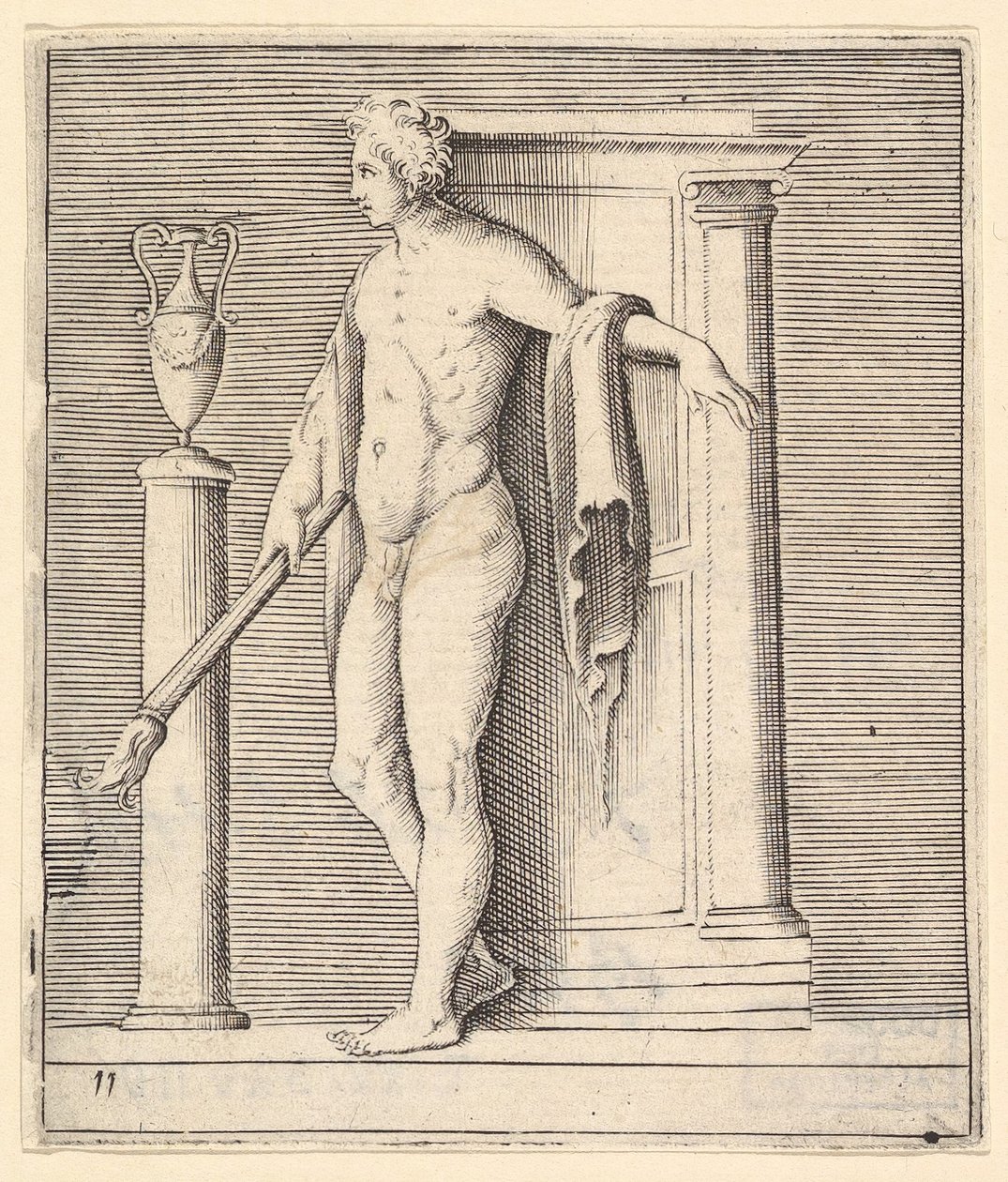 Man with Torch at Temple Door by Unbekannt