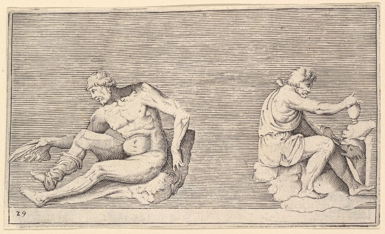 Man with Wing, Man with Vase and Dog by Unbekannt