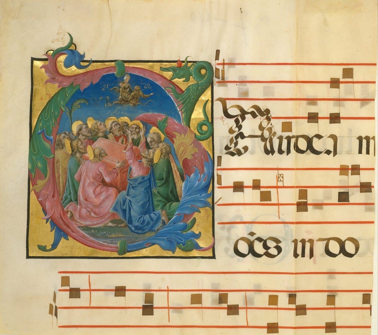 Manuscript Illumination with the Assumption of the Virgin in an Initial G, Italian by Unbekannt