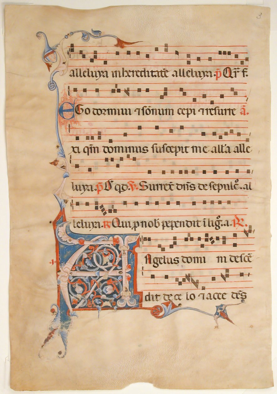 Manuscript Leaf with Foliated Initial A, from an Antiphonary, 14th century by Unbekannt