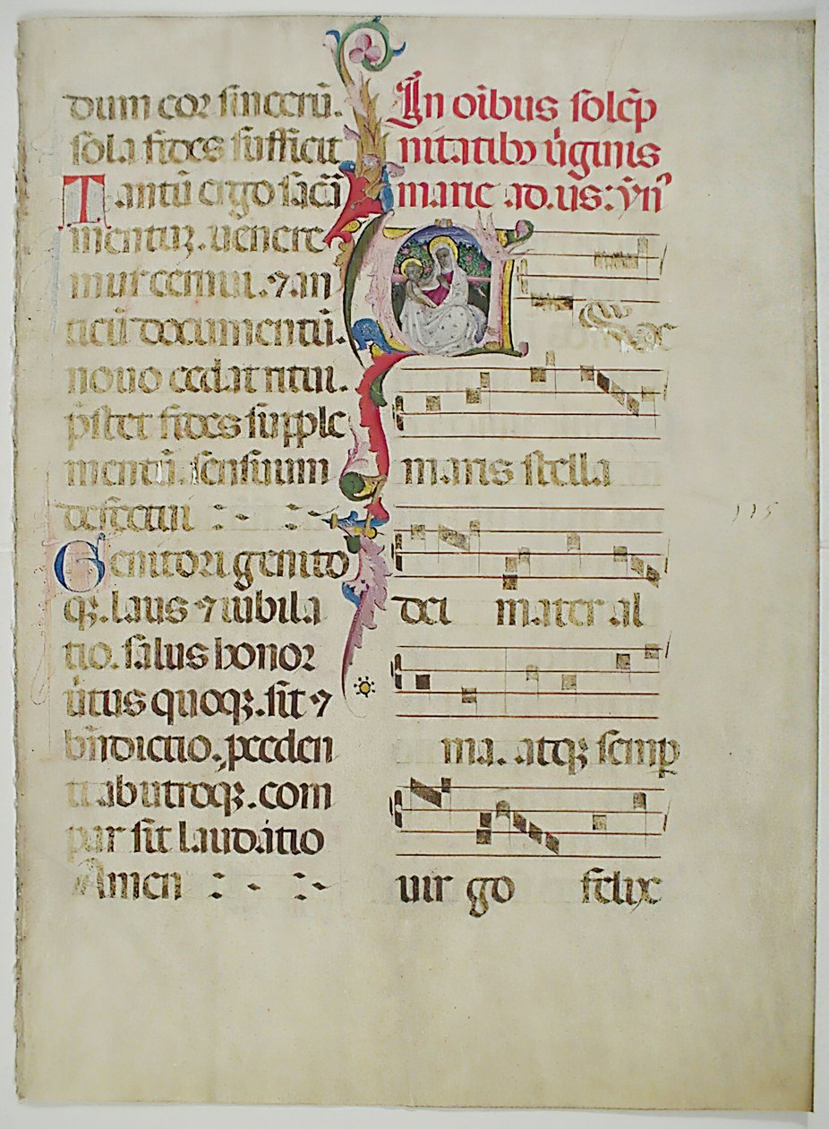Manuscript Leaf with Initial A, from an Antiphonary, Italian, 15th Century by Unbekannt