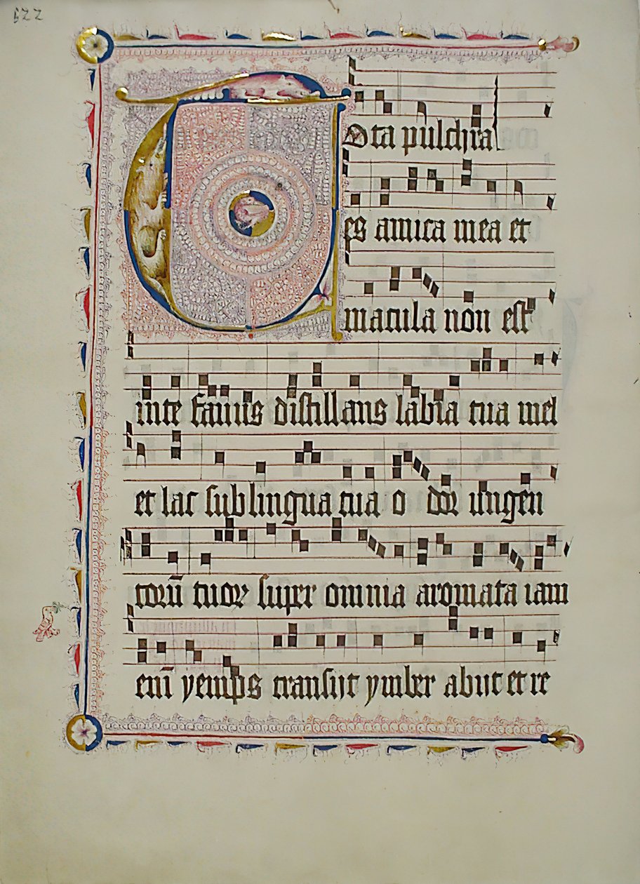 Manuscript Leaf with Initial T, from an Antiphonary, German, second quarter 15th century by Unbekannt