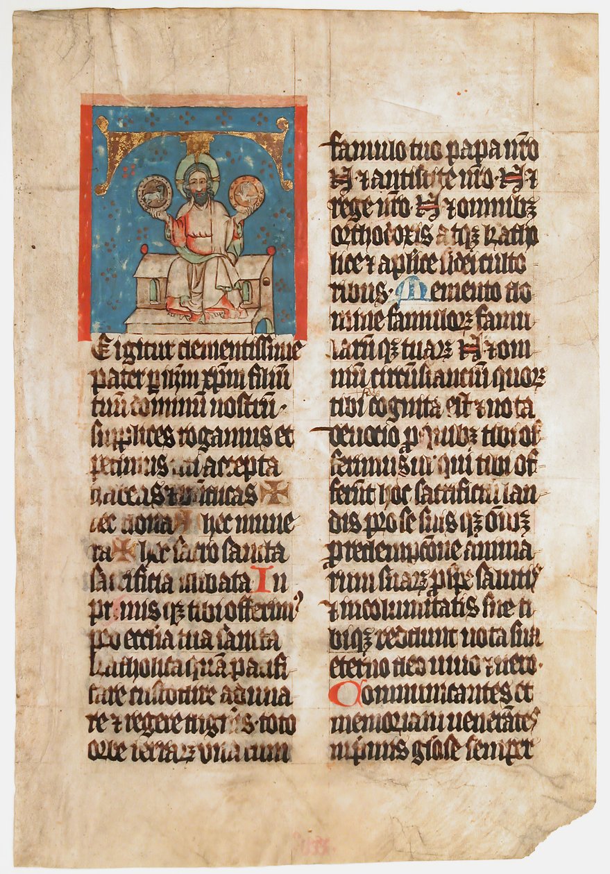 Manuscript Leaf with the Holy Trinity in an Initial T, from a Missal, ca. 1390 by Unbekannt
