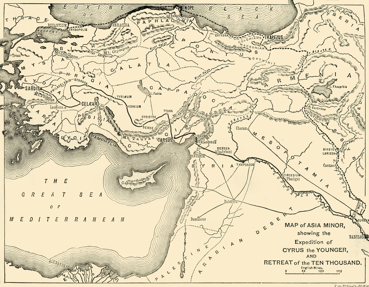 Map of Asia Minor, Expedition of Cyrus the Younger, and Retreat of the Ten Thousand by Unbekannt
