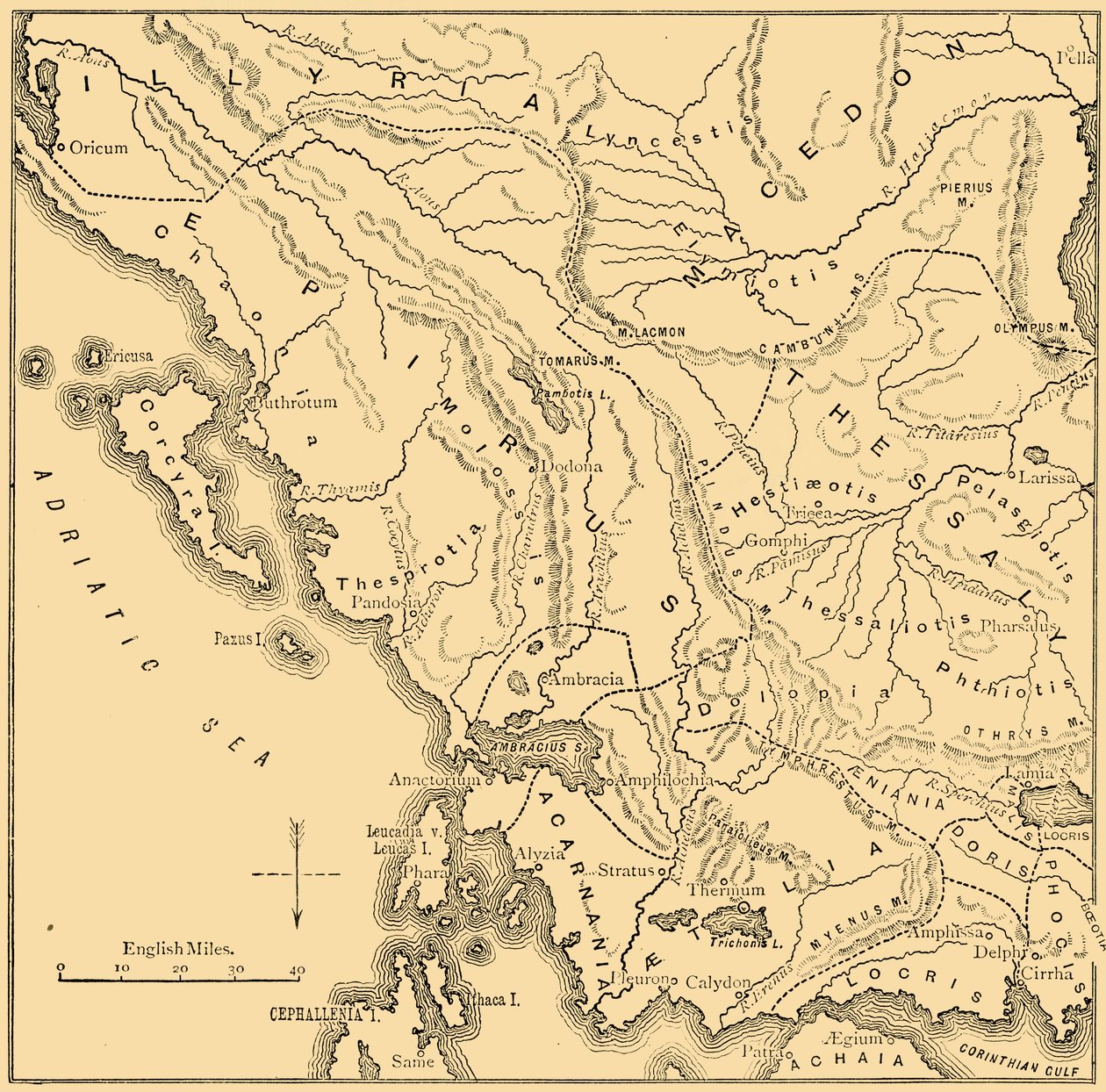 Map of Epirus and Western Greece, 1890.    by Unbekannt