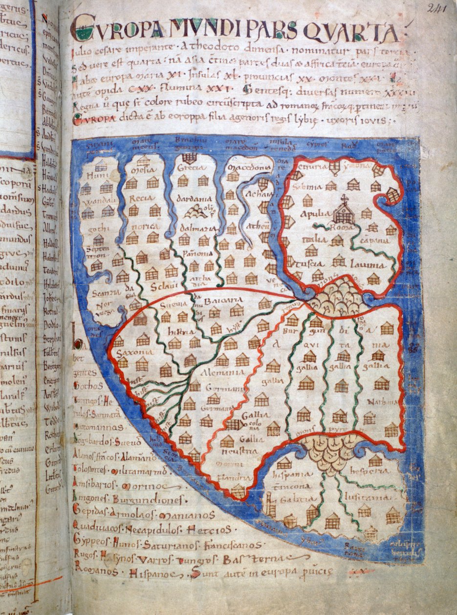 Map of Europe, a page from Liber Floridus by Unbekannt