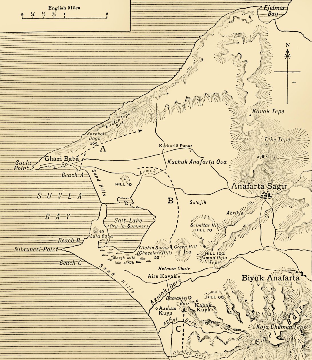 Map of Suvla Bay, Gallipoli Peninsula, First World War by Unbekannt