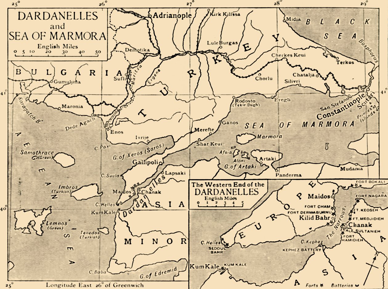Map of the Dardanelles and Sea of Marmara by Unbekannt