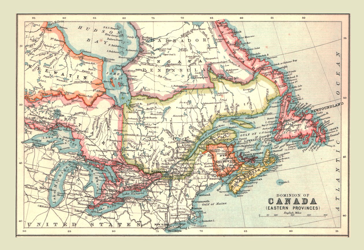 Map of the Dominion of Canada, Eastern Provinces by Unbekannt
