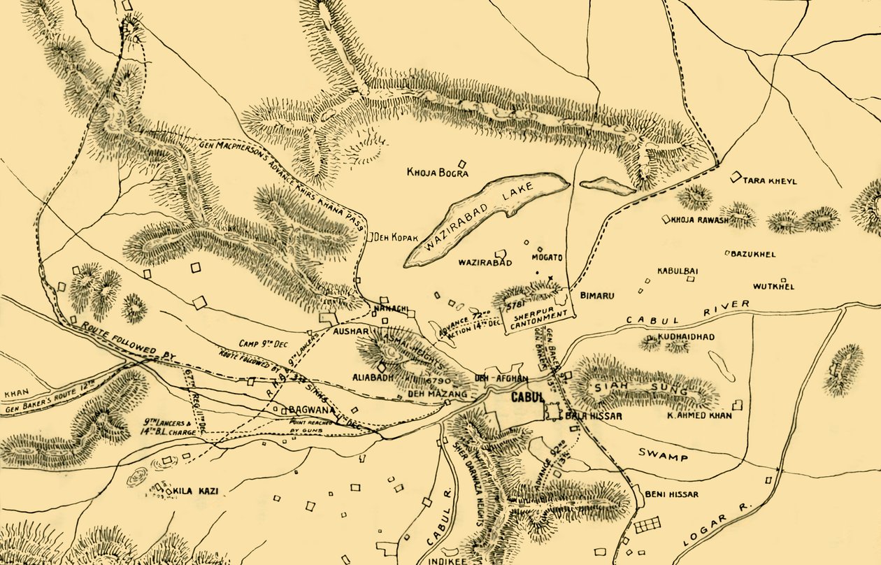Map of the Fighting in the Chardeh Valley by Unbekannt