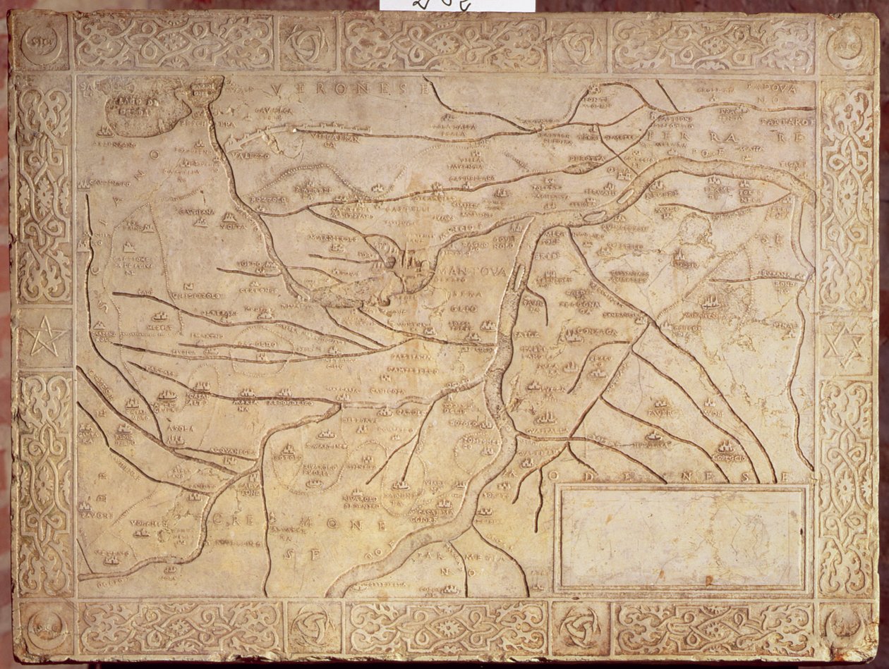 Map of the Mantuan territory, carved in low relief by Unbekannt