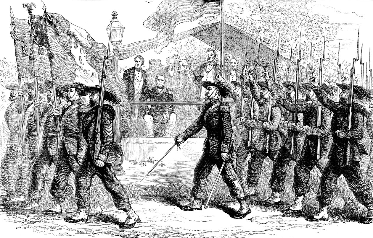 March past of the Garibaldi Guard before President Lincoln by Unbekannt