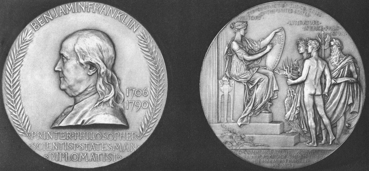 Medal struck to commemorate the 200th anniversary of the birth of Benjamin Franklin by Unbekannt