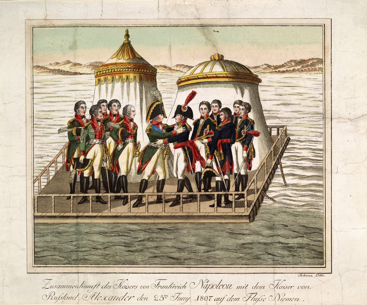 Meeting of Emperors Alexander I of Russia and Napoleon I of France at the Neman near Tilsit, 1807 by Unbekannt
