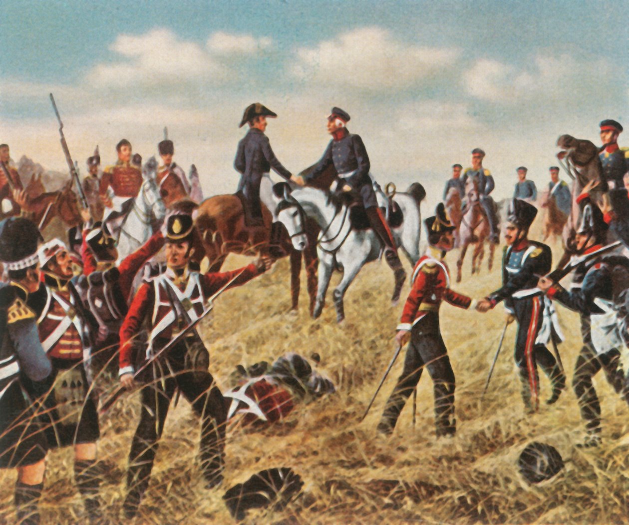 Meeting of Wellington and Blücher at Waterloo, 18 June 1815 by Unbekannt