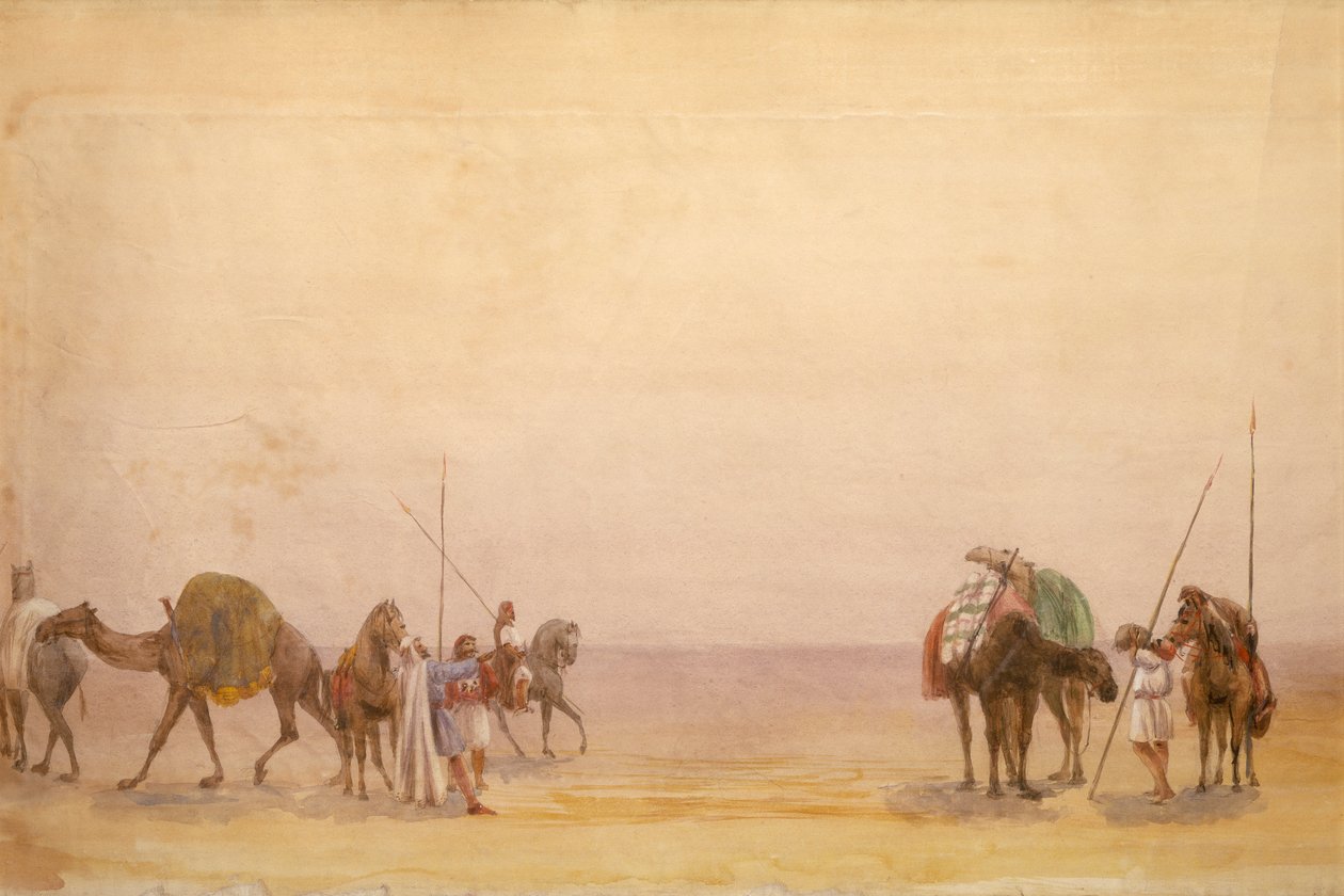 Men with Camels and Horses, Part of the London to Hong Kong Panorama by Unbekannt