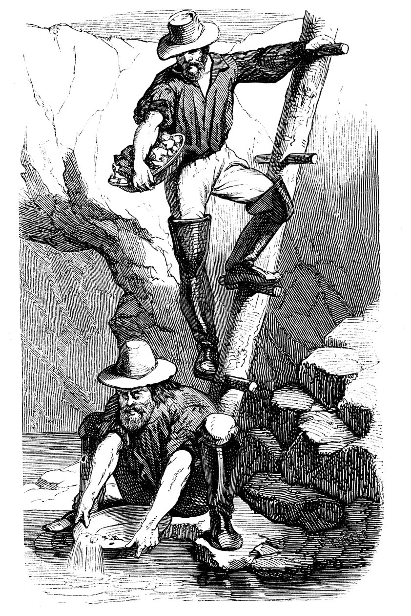 Miners Panning for Gold During the Californian Gold Rush, 1849 by Unbekannt