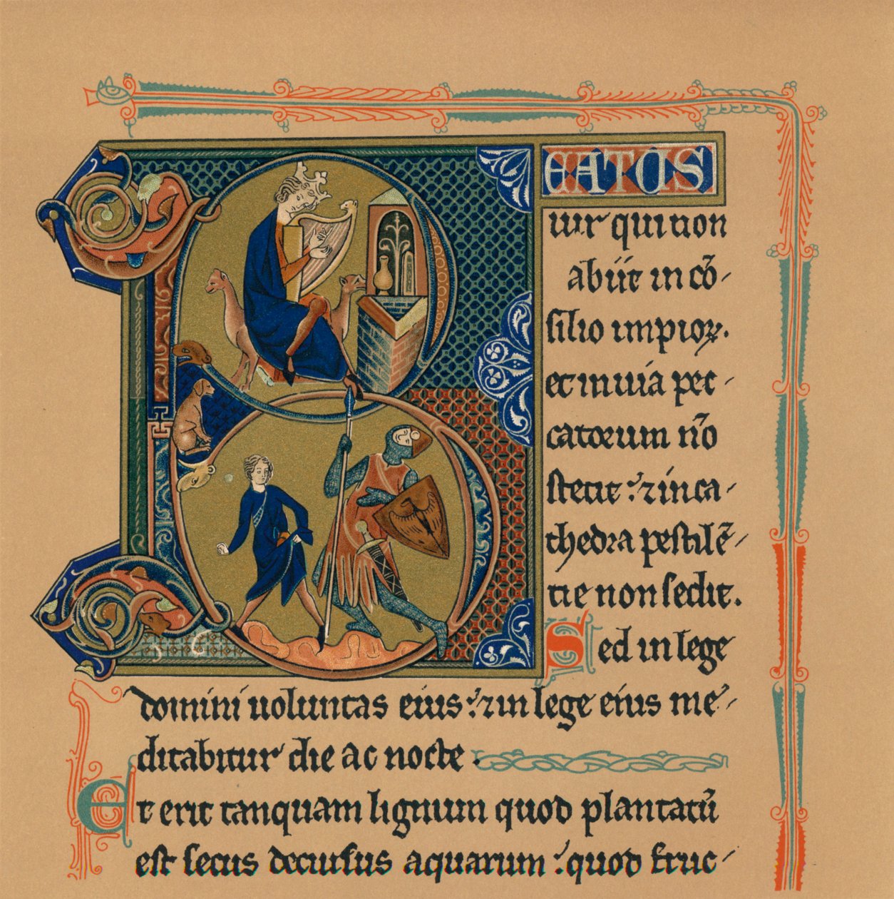 Miniature Initial and Part of a Page from a Psalter by Unbekannt