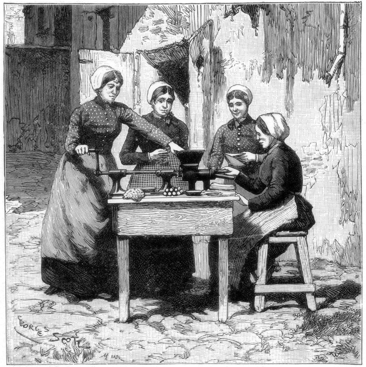Moulding explosive gum cartridges, Isleten, near Fluelen, Switzerland, 1893 by Unbekannt