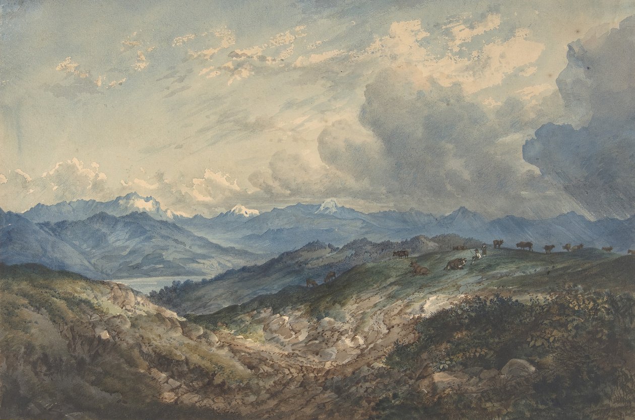 Mountainous Landscape with Approaching Thunderstorm, 19th century by Unbekannt