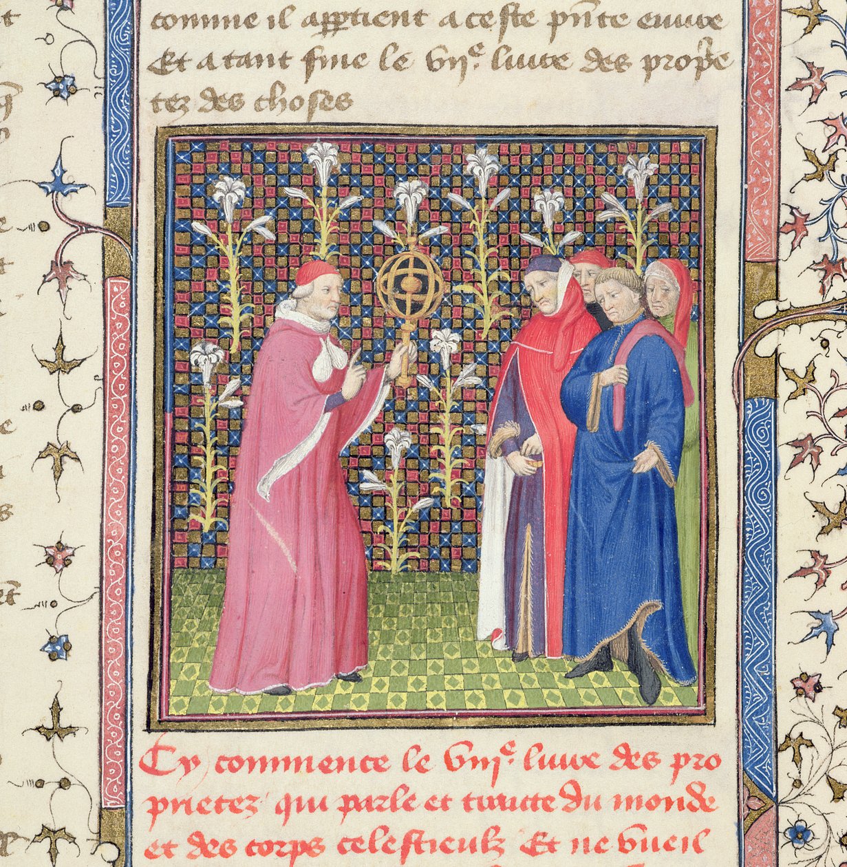 Five men, one holding an armillary sphere, from 
