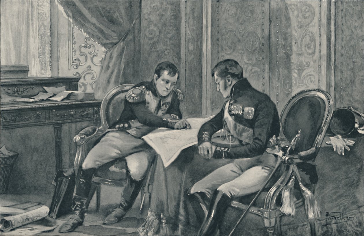 Napoleon and Alexander at Tilsit Studying The Map of Europe, 1807, 1896 by Unbekannt