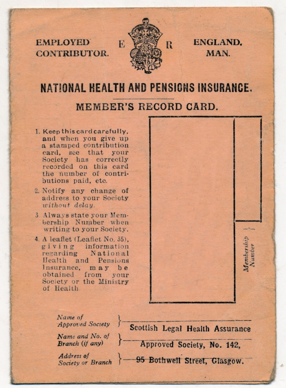 National Health and Pensions Insurance Card: Members Record Card by Unbekannt