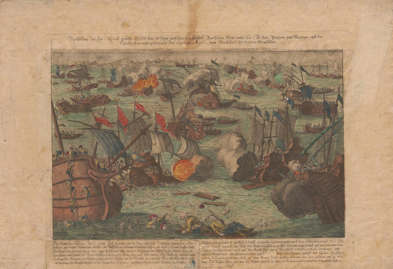 Naval Battle between the Russian and Ottoman Fleet in the Black Sea on June 28 and 29, 1788 by Unbekannt