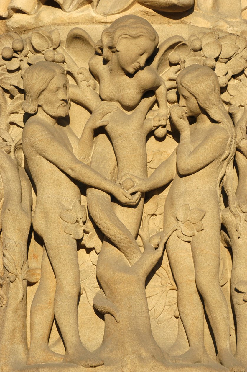 Notre Dame de Paris Cathedral Sculpture: Adam and Eve by Unbekannt