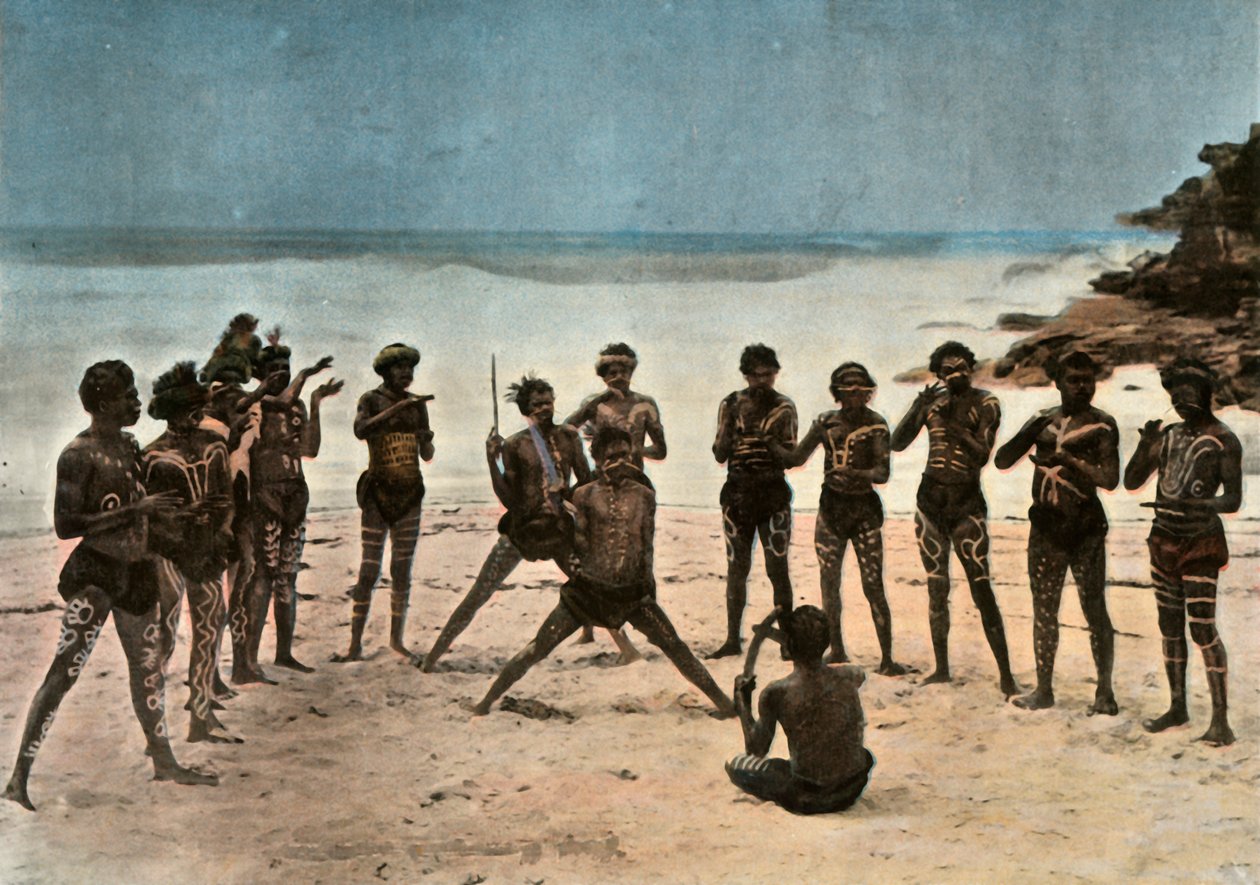 Papua New Guinea. Tribal Papuan Dance, 1900 by Unbekannt