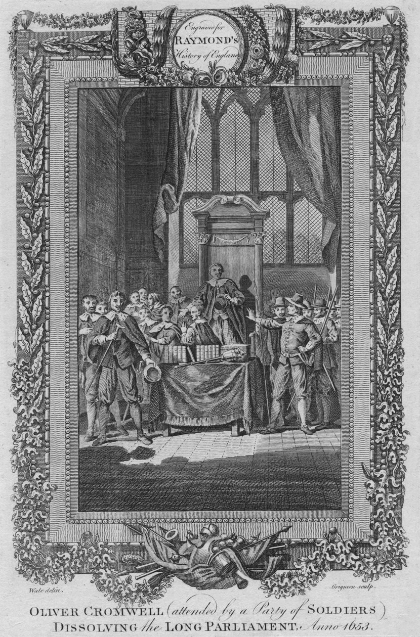 Oliver Cromwell attended by a City of Soldiers dissolving the Long Parliament, 1653 by Unbekannt