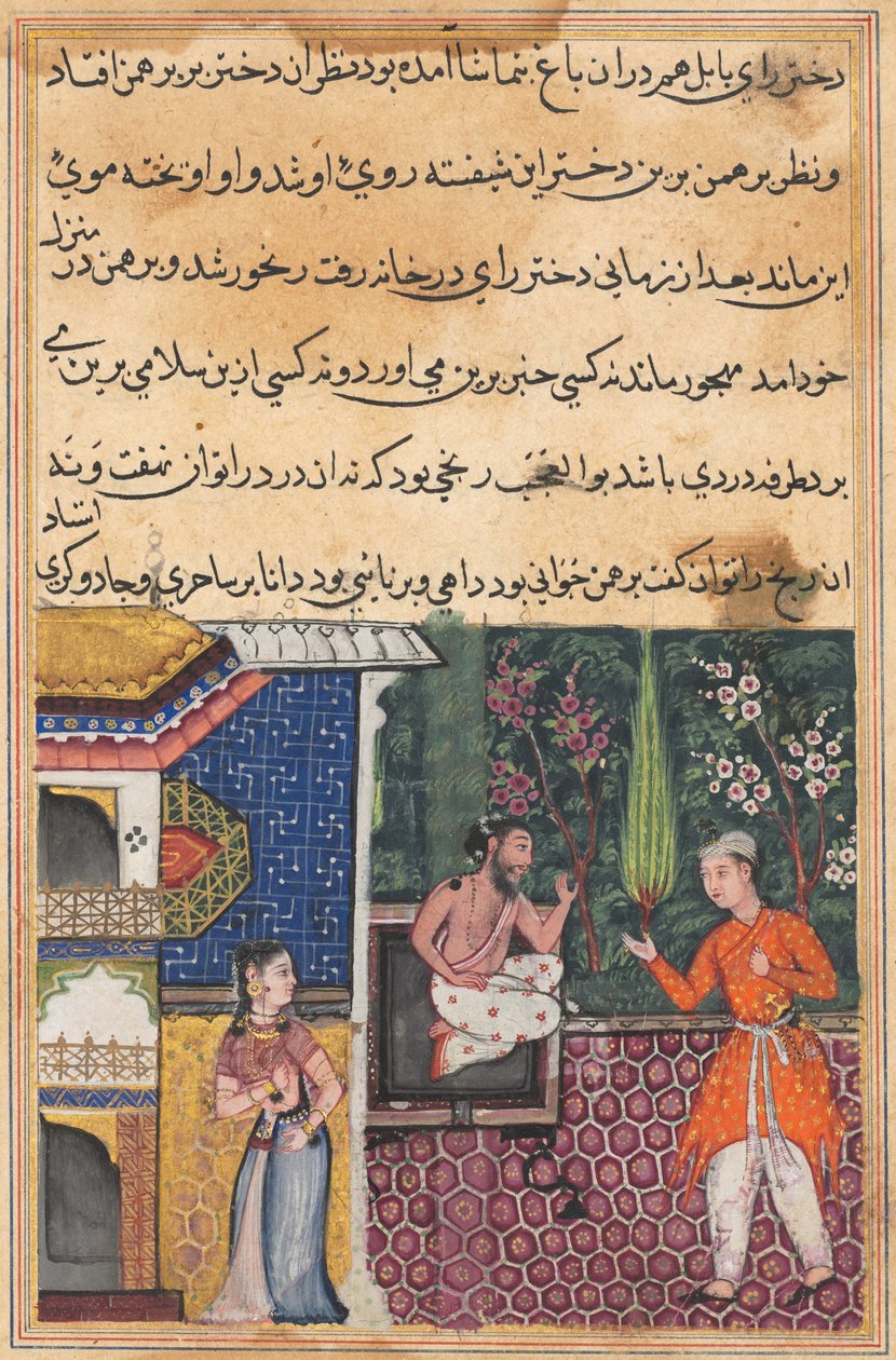 Page from Tales of a Parrot Tuti-nama: Thirty-fifth night: The Brahman gives... by Unbekannt