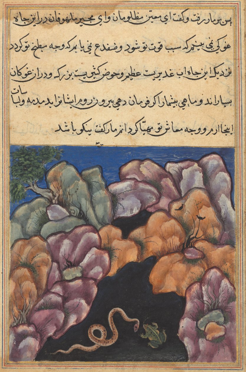 Page from Tales of a Parrot (Tuti-nama): Twenty-sixth Night: The Snake Enters..., c. 1560 by Unbekannt