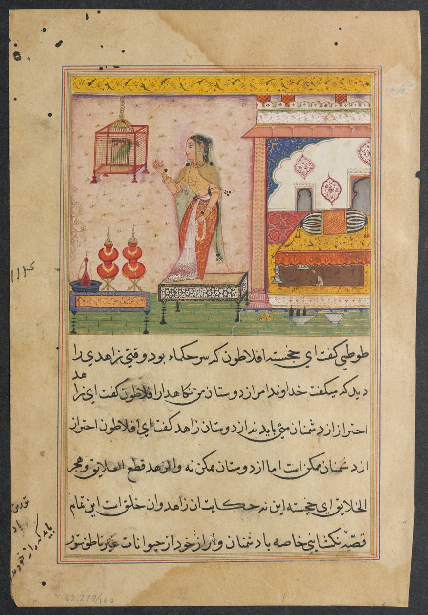 Page from Tales of a Parrot Tuti-nama: Twenty-third Night: The Parrot Addresses... by Unbekannt
